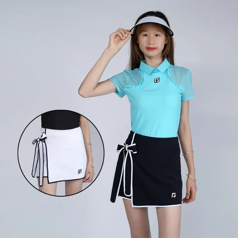 Golfistka letnia dama oddychająca golfowa kulotta z muszką damskie antyeksponujące spódnice golfowe koreańskie wąskie sportowe spodenki XS-XXL