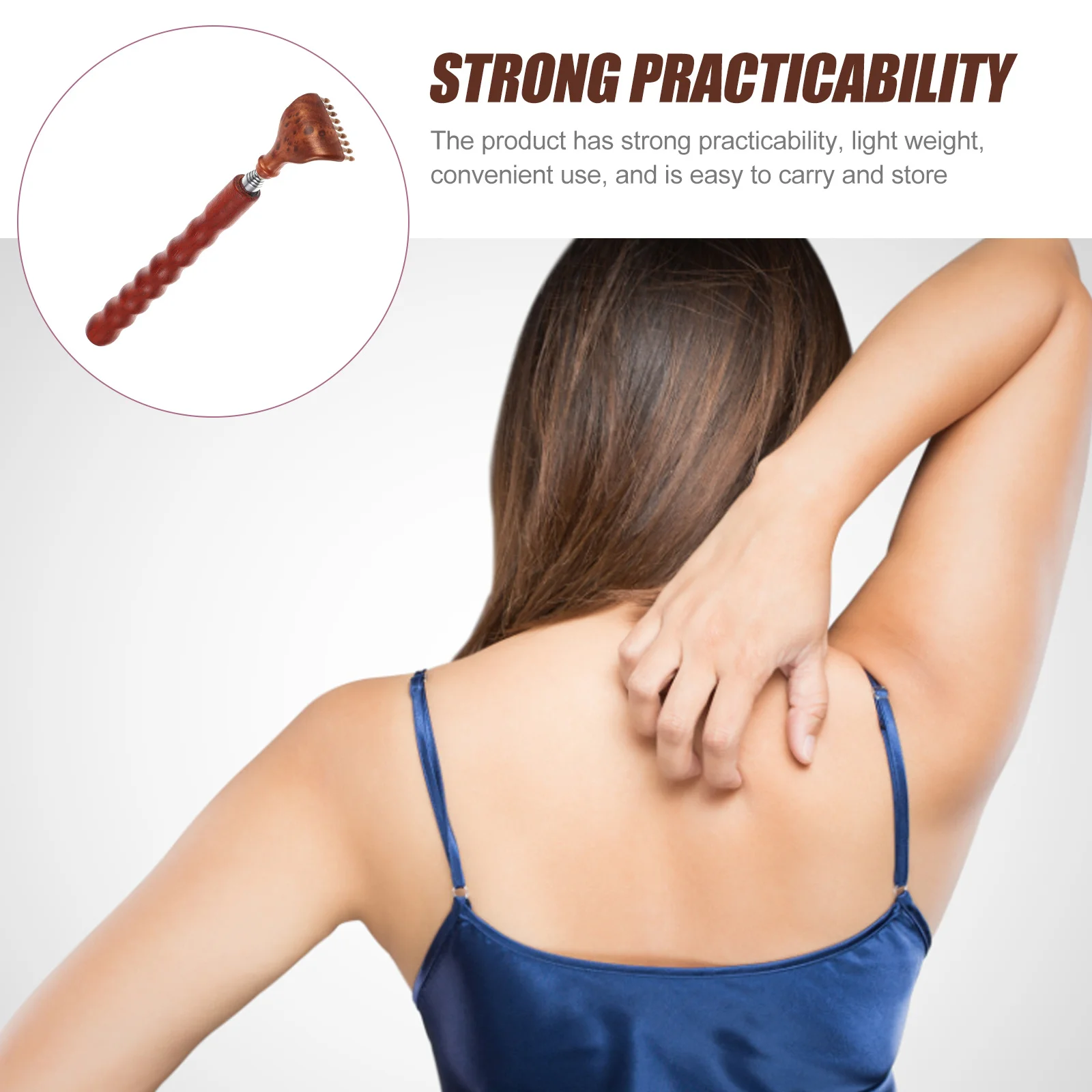 

Портативный скребок для спины с массажным наконечником-молотом, дряпатель для тела расширенной длины для домашнего использования, путешествий, легкий, удобный, легкий