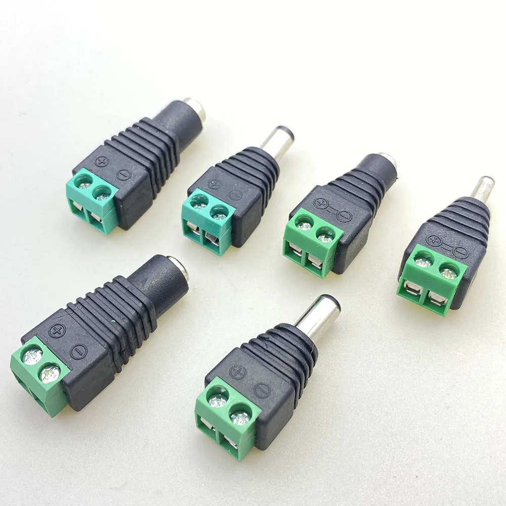 DC Connector 5.5mm X 2.1mm/2.5mm Jack Male Female Adapter Plug Common Connector 12V 24V for CCTV Camera Power Convert LED Strip