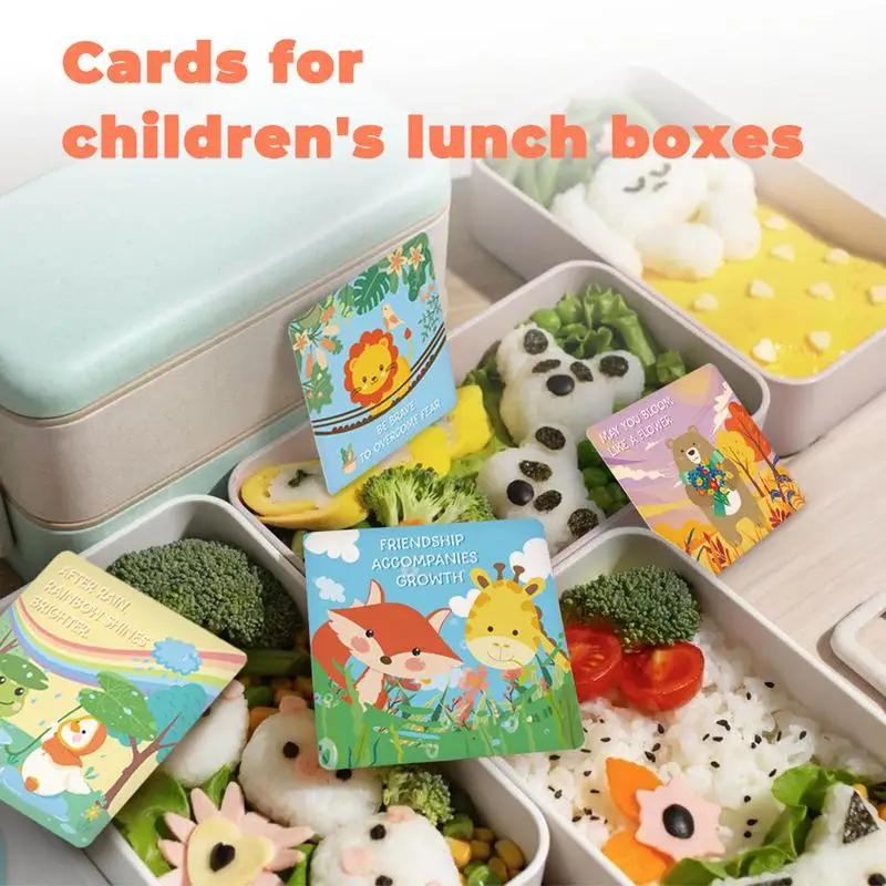 60pcs Lunch Box Notes for Kids Inspirational Cards  Kindergartners Cute Decoration Notes Children's Waterproof Pun Lunch Cards