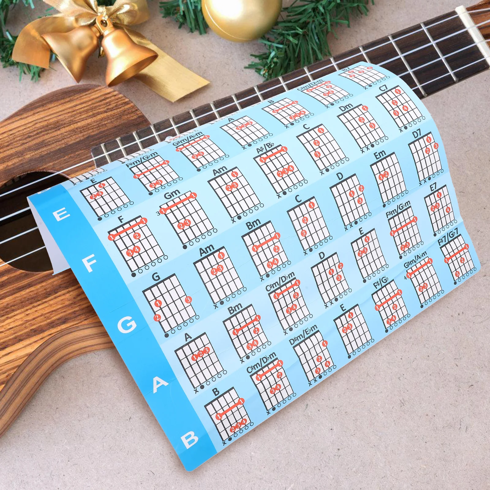 

Guitar Learning Chord Chart Poster Blue Self Adhesive Music Theory Scale Guide for Beginner Guitarists