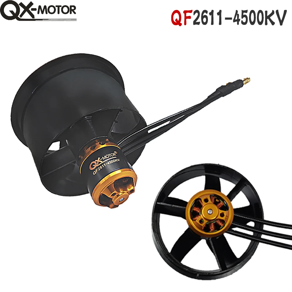 QX-MOTOR silnik bezszczotkowy QF2611 64mm EDF 4500KV z 5 ostrzami wentylator kanałowy do części do zdalnie sterowanych zabawek