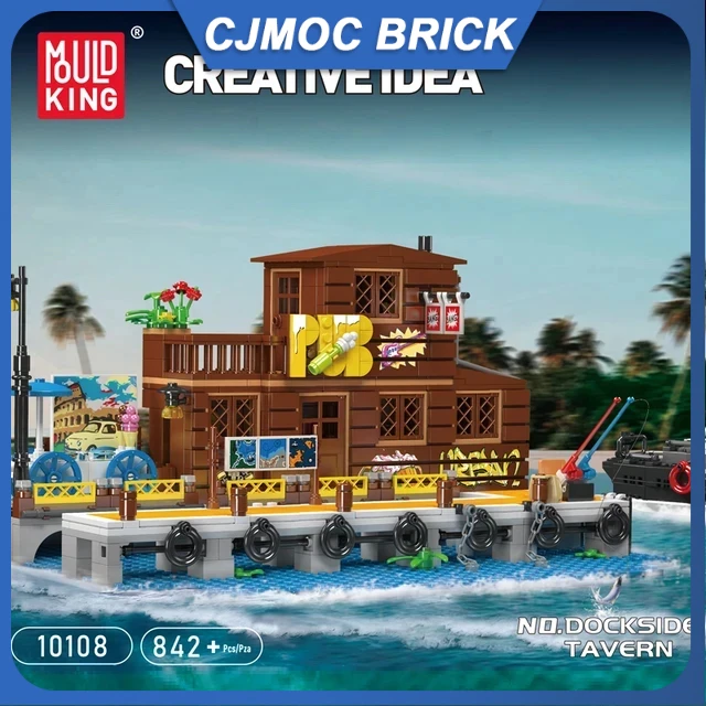 

Mould King 10108 Streetview Building Block The Fishing House Model Assembly Brick Set Educational Kids Christmas Gifts Toys