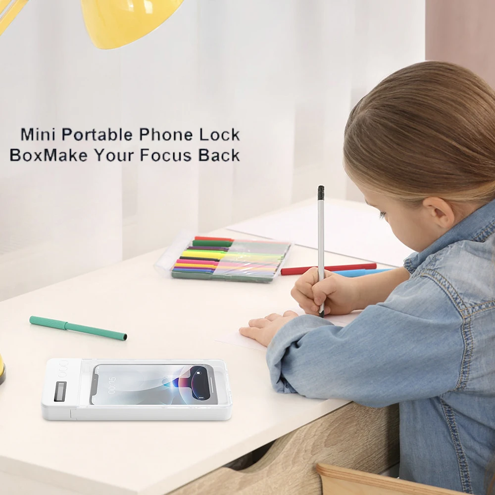 Phone Lock Box with Timer LCD Display Self-discipline Tool Transparent Cell Phone Lock Box Adults Students Self-Discipline Tools