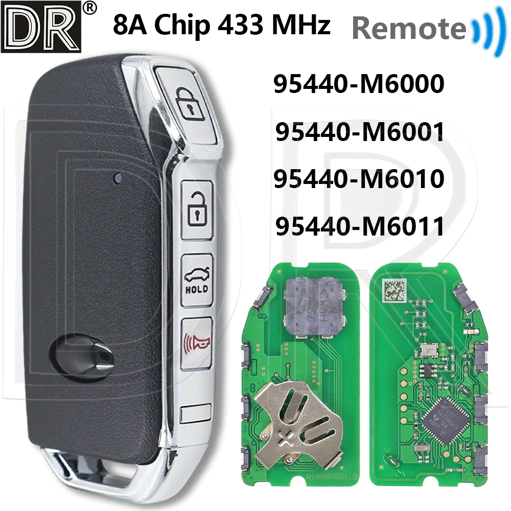Great 95440-M6000/M6001/M6010/M6011 8A Chip 433MHz Proximity Car Remote Key CQOFD00430 For Kia Forte K3 2018 2019 2020 2021