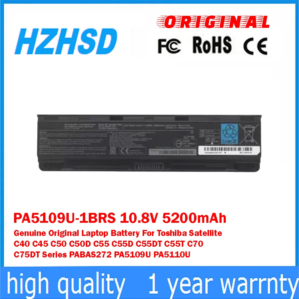 

PA5109U-1BRS 10.8V 5200mAh Genuine Original Laptop Battery For Toshiba Satellite C40 C45 C50 C50D C55 C55D C55DT C55T C70 C75DT