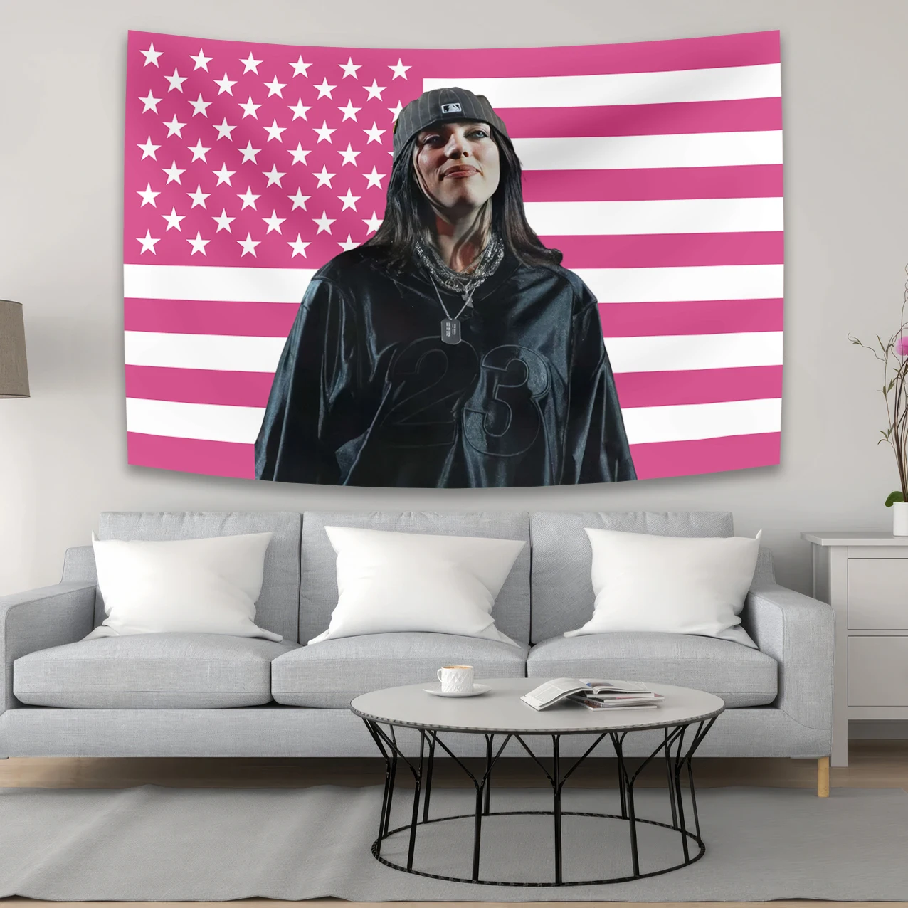 Celebrity Themed B-Billies American Pink Tapestry Aesthetic Room Decor Wall Poster Tapestries Bedroom Background Concert Flags