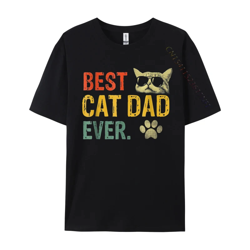 Vintage Best Cat Dad Ever Cat Daddy Normal T Shirt Brand Crew Neck Casual Cotton Adult Luxury Designer T-Shirts Casual