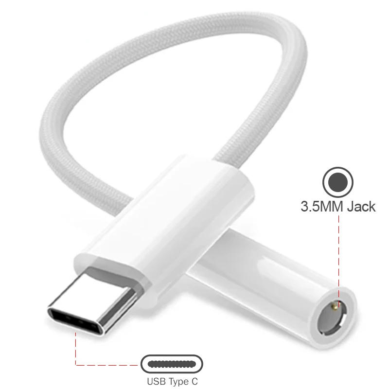 USB Type C Male To 3.5MM Female Aux Cable Headphone Adapter For iPhone 15 iPad Samsung Tablet Laptop Audio Converters Line