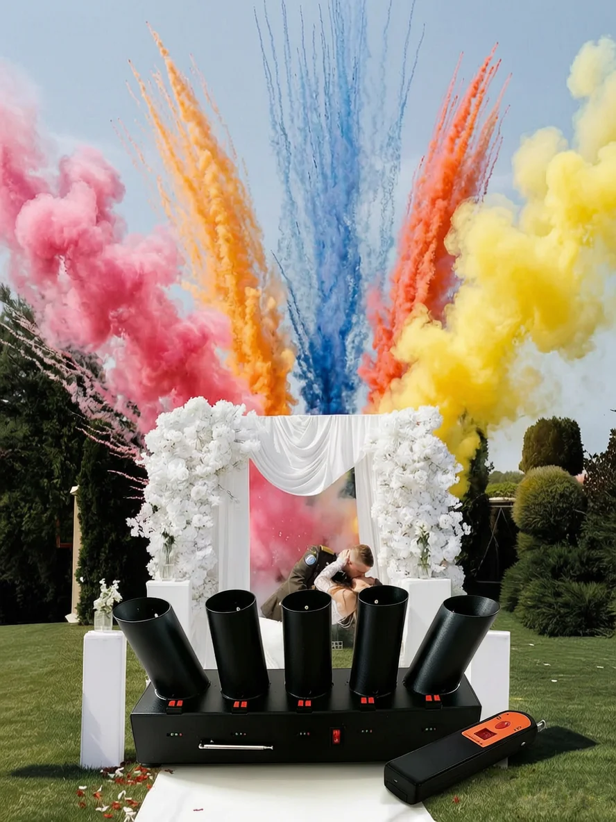 Customised Cold Fountain Ignition Fan-shaped Coloured Smoke Fire works Pyrotechnic for Wedding Outdoor Celebration Gender Reveal