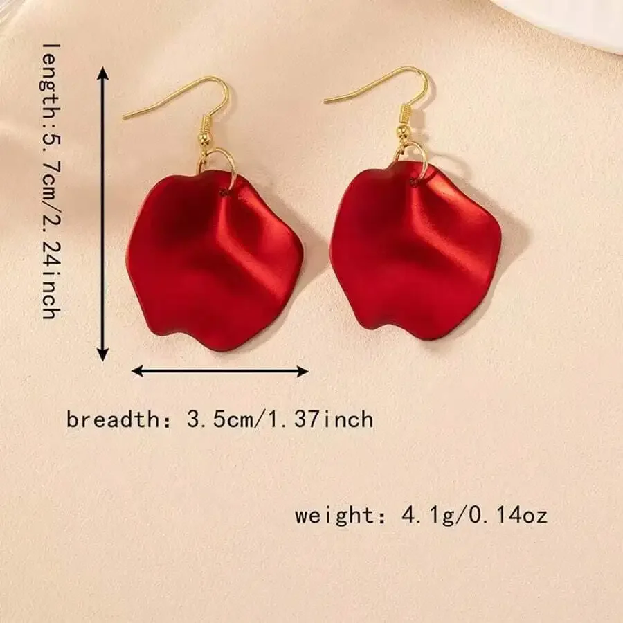 

Red Leaf Shape Drop Earrings For Women Daily Wear Fashion Jewelry