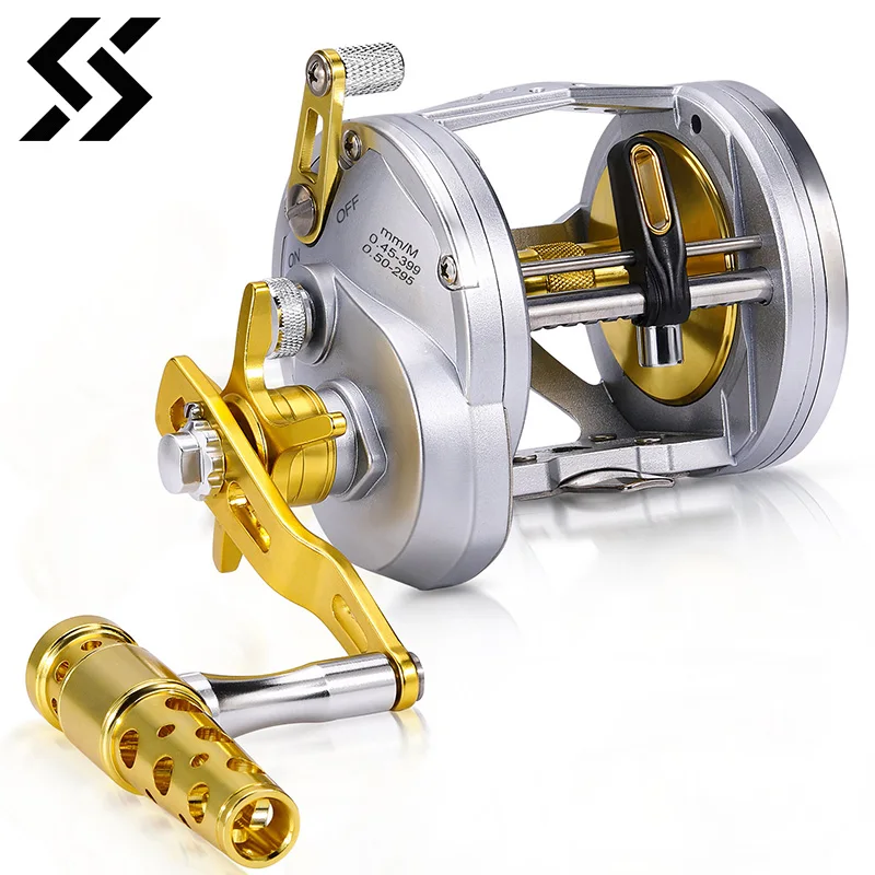 Sougayilang Saltwater Trolling Reel 6+1BB 4.1:1 High Speed Ratio Fishing Reel Max Drag 30KG Full Metal Baitcasting Fishing Reel