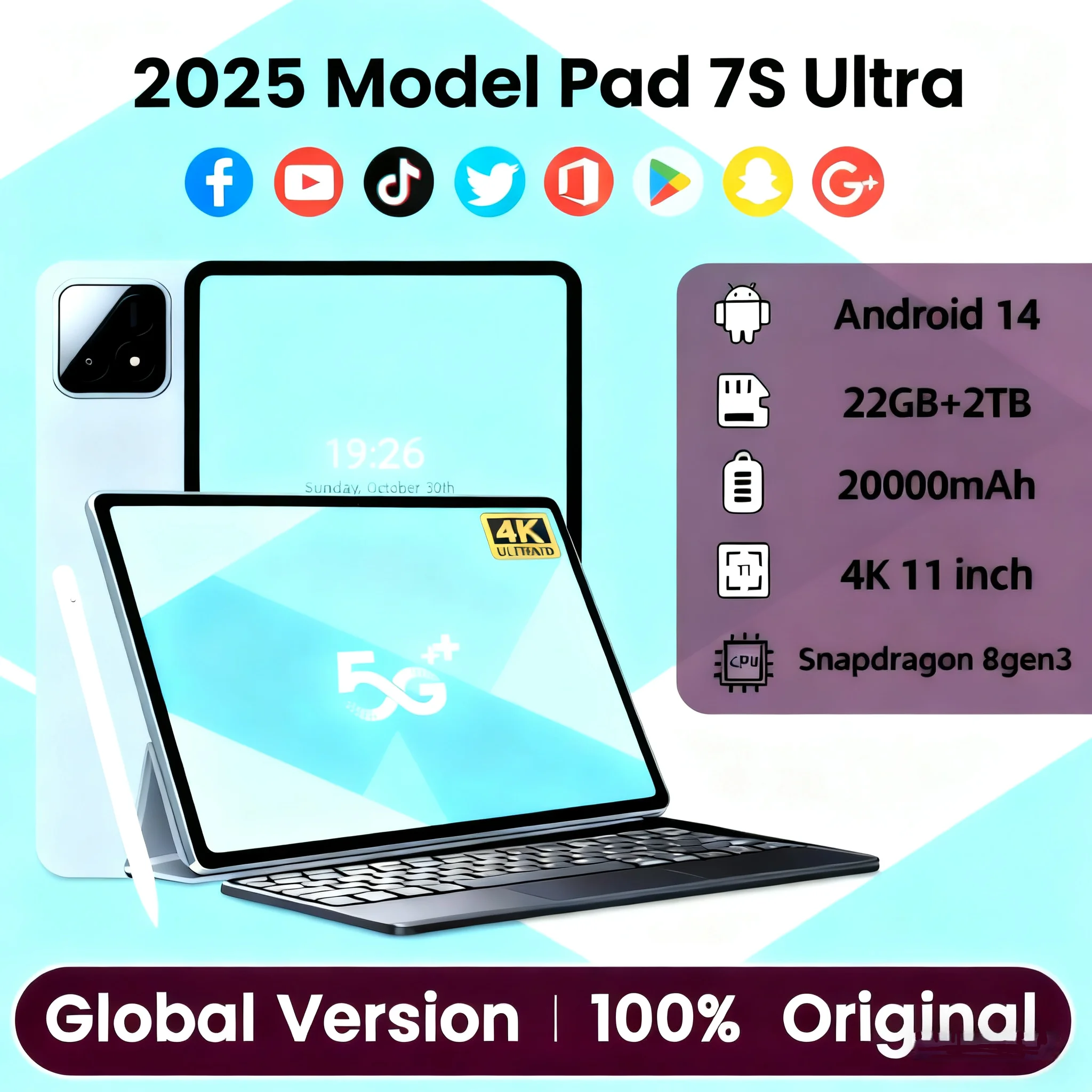 yZ[z2025NŐV O[o |[^u^ubg Android 14 Snapdragon 8 Gen3 11C` \tgCgXN[ Pad 7 Pro Ultra WiFi GPS WPS 5G