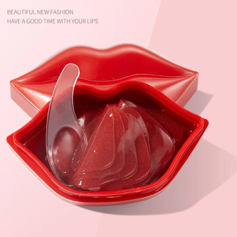 20pcs/box Lip Mask Cherry Crystal Collagen Anti-Ageing Wrinkle Pad Lips Masks Peel Off Lasting Moisturizing Nourish Lips Care