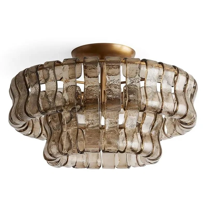 Modern LED Ceiling Light Round Glass Fixture Metal Base AC Powered Decorative Lighting for Living Room Interior Home
