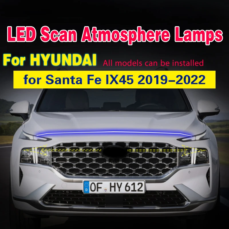 LEDライト付き車のヘッドライト,デイタイムランニングライト,フレキシブル,12V,DRl,hystantuefe ix45,2019-2022