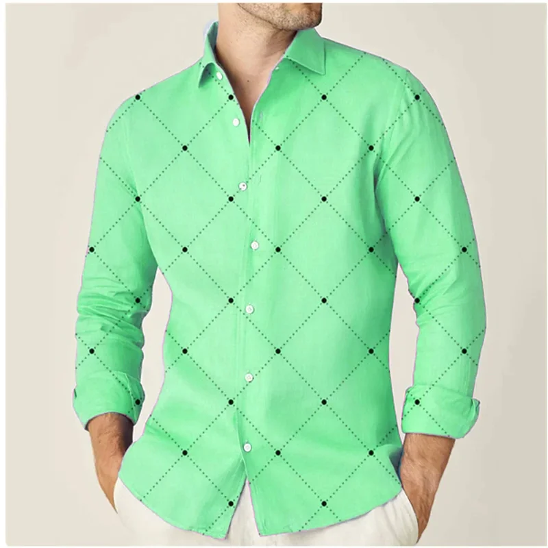 Fashion 2024 Men\'s Shirts 11 Color Shirts Geometric Print Outdoor Streetwear Long Sleeve Lapel Shirts Designer Casual XS-6XL