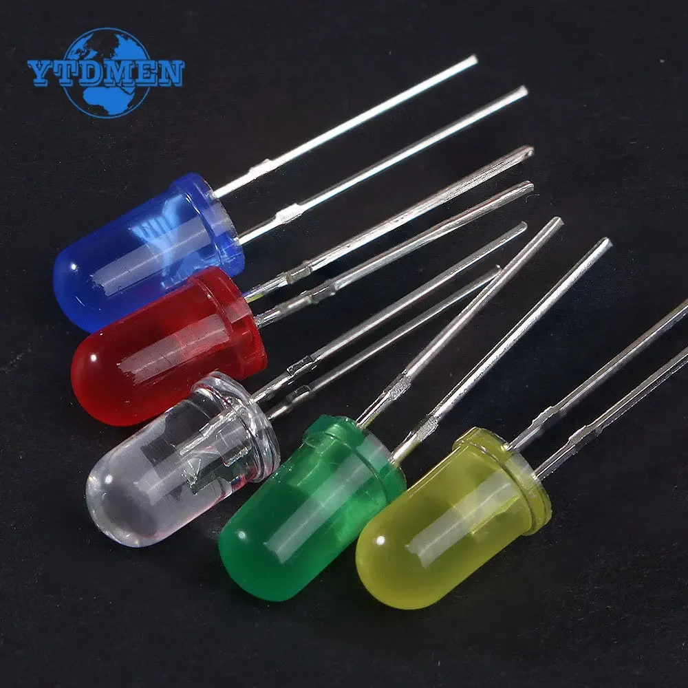 100PCS F5 LED Diode 5MM Super Bright LED Blue Green Red Yellow White Light Emitting LEDs Kit