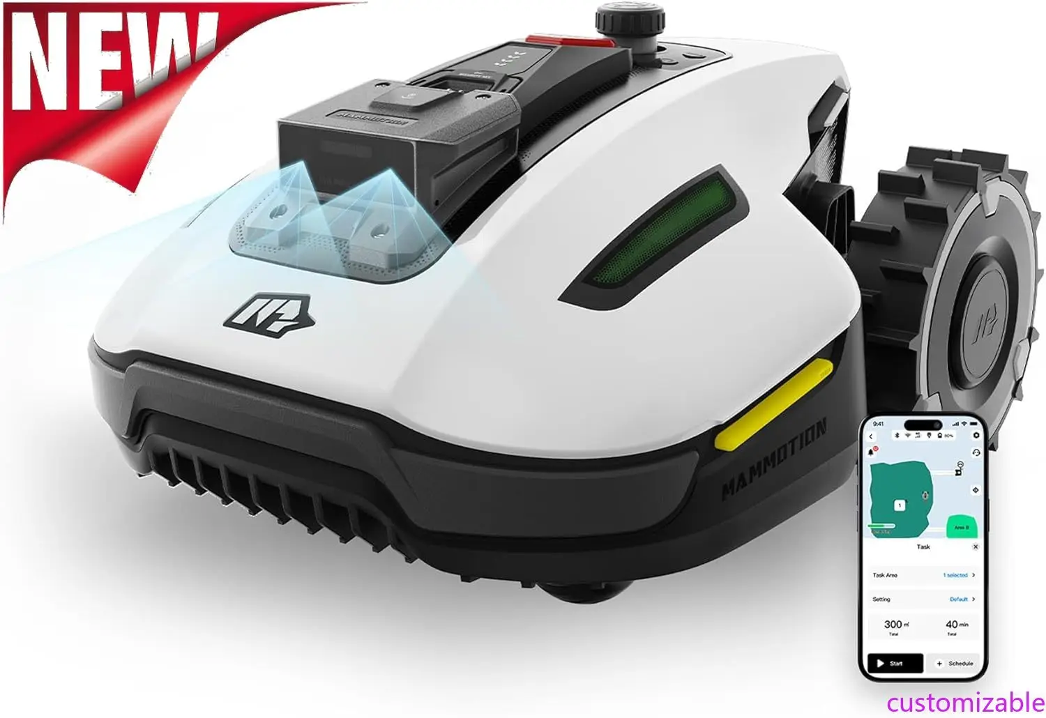 

Customizable Robotic Lawn Mower For 0.12 Acre,Ultrasense AI Vision+ RTK Positioning, Auto Mapping