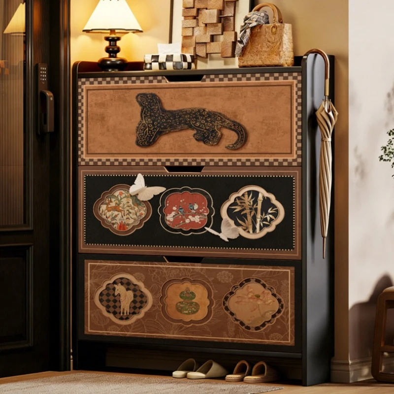 aesthetic ultra-thin shoe cabinet home multi-layer entrance wood style shoe rack large-capacity storage zapatero home furniture