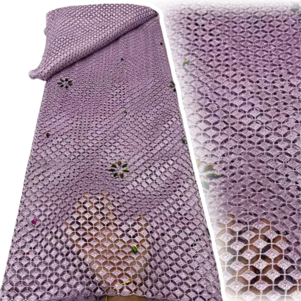 

High Quality Nigerian Newest African Guipure Lace Lace Fabric 5 Yards Embroidery Rope Lace Fabric for Evening Party Dresses 2237