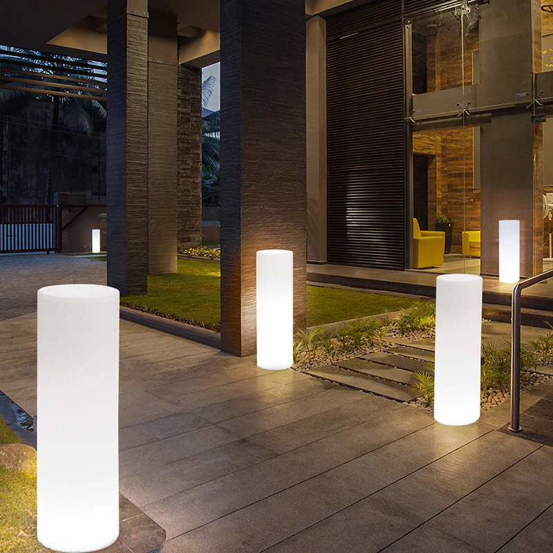 

OUFULA Modern Cylinder Landscape Lamp Creative Outdoors LED Lawn Light Remote Control Waterproof IP65 for Hotel Garden