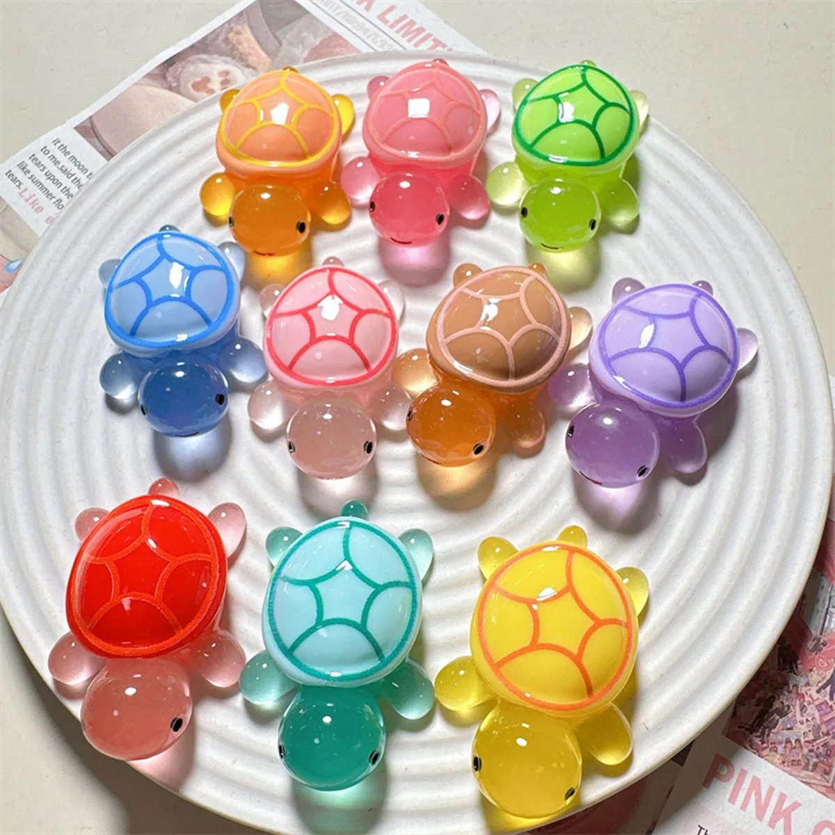 10pcs/Set Outdoor Glowing 3D Little Turtle Garden Home Decoration Luminous Mini Animals Micro Landscape Ornament