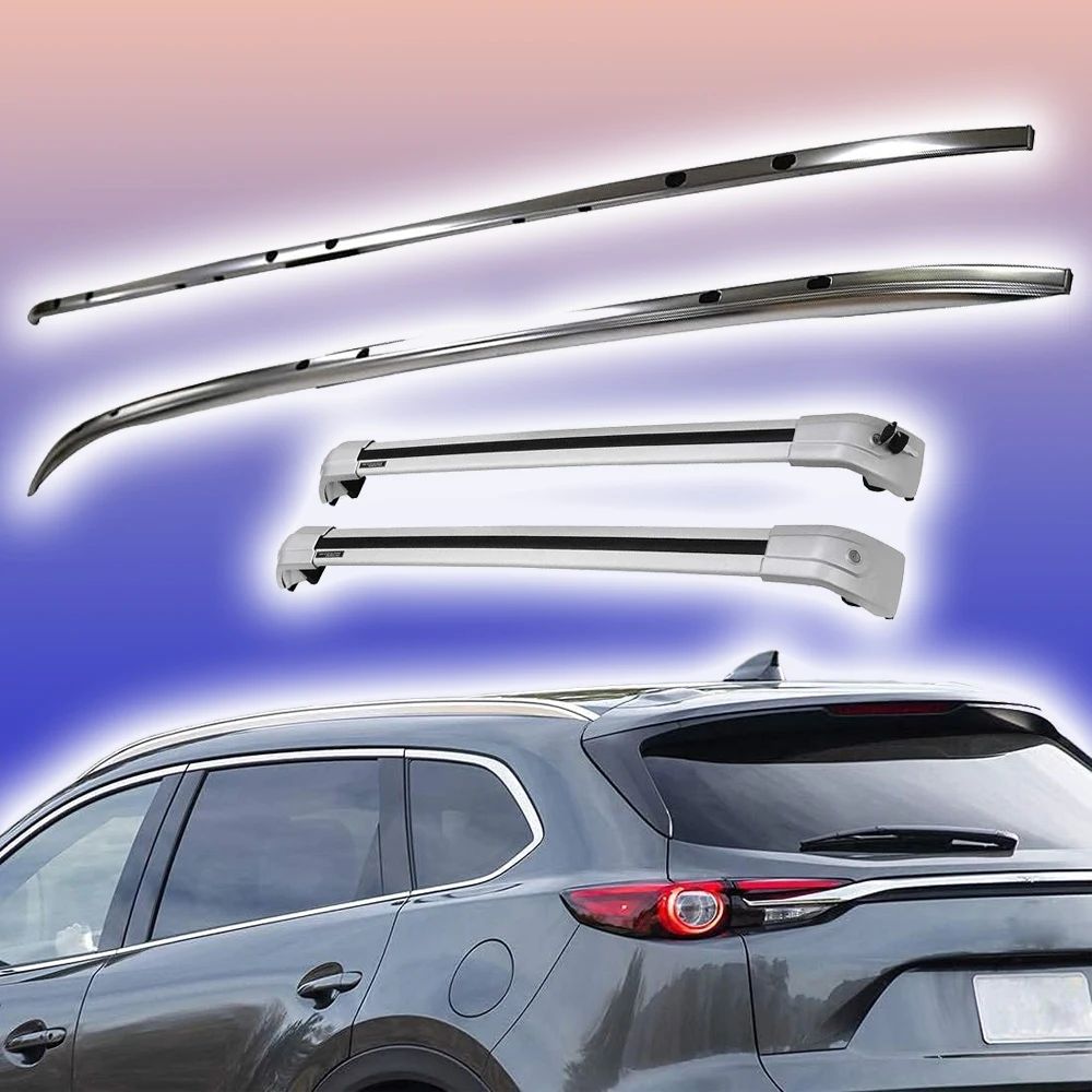 4 Pieces Roof Rail Racks Cross Bars Crossbar Fits for Mazda- CX-9 CX9 2016-2024 car accessories