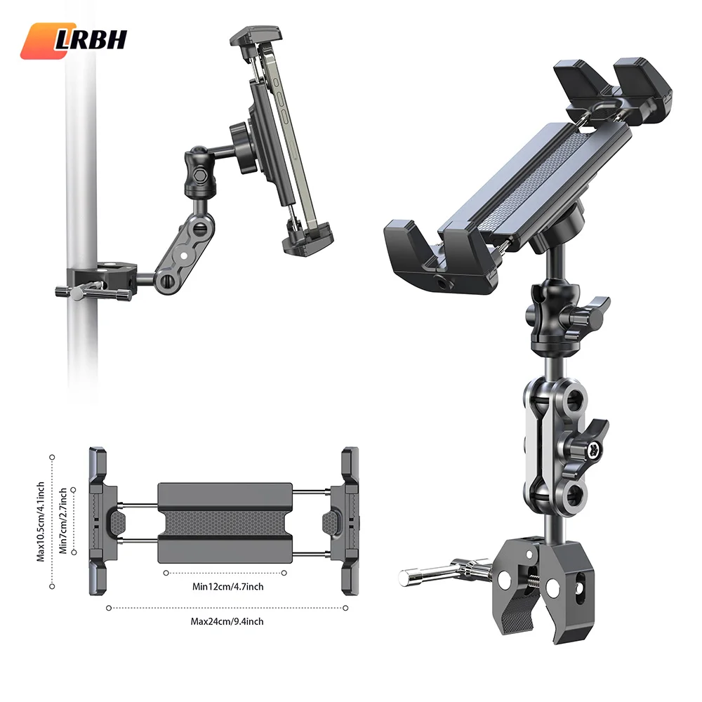 Phone and Tablet Holder for Treadmill/Spin Bike/Stroller/Wheelchair/Golf Cart/Poles/Music Stand/Stationary Bike