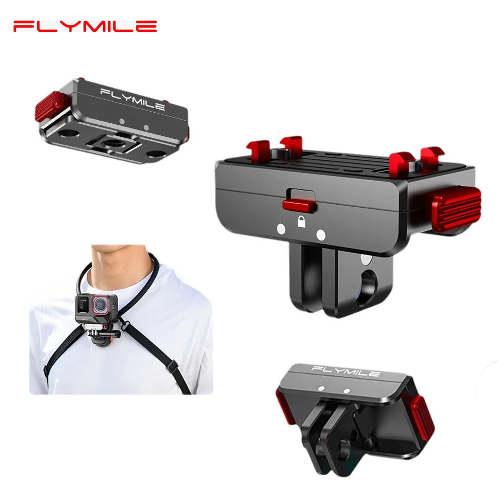 Flymile Magnetic Quick Release Mount for Insta360 X5/X4 Air/Ace Pro/2 Adapter Base with Secure Claw-Lock Cameras Accessories