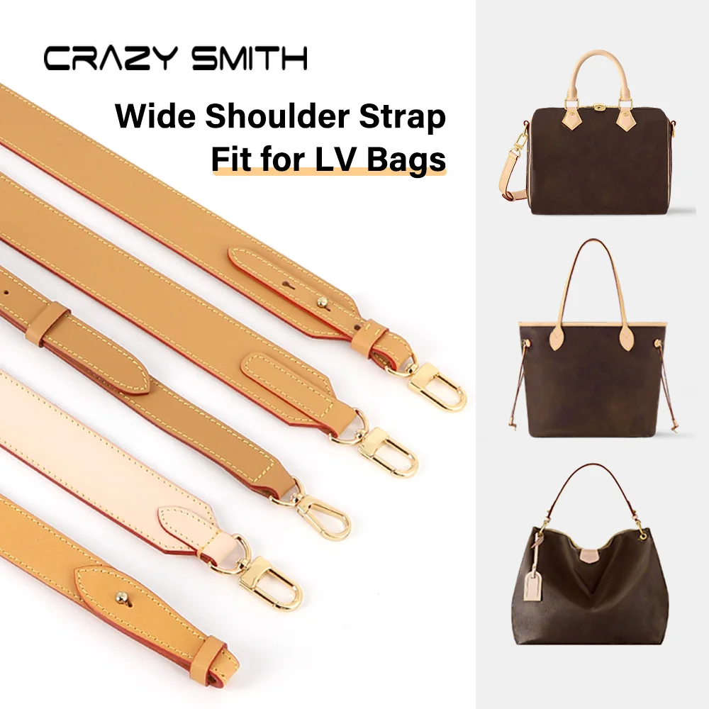 

CRAZYSMITH Genuine Leather Wide Adjustable Replacement Shoulder Crossbody Strap For LV Speedy30 35 Neverfull Delightful Loop Bag