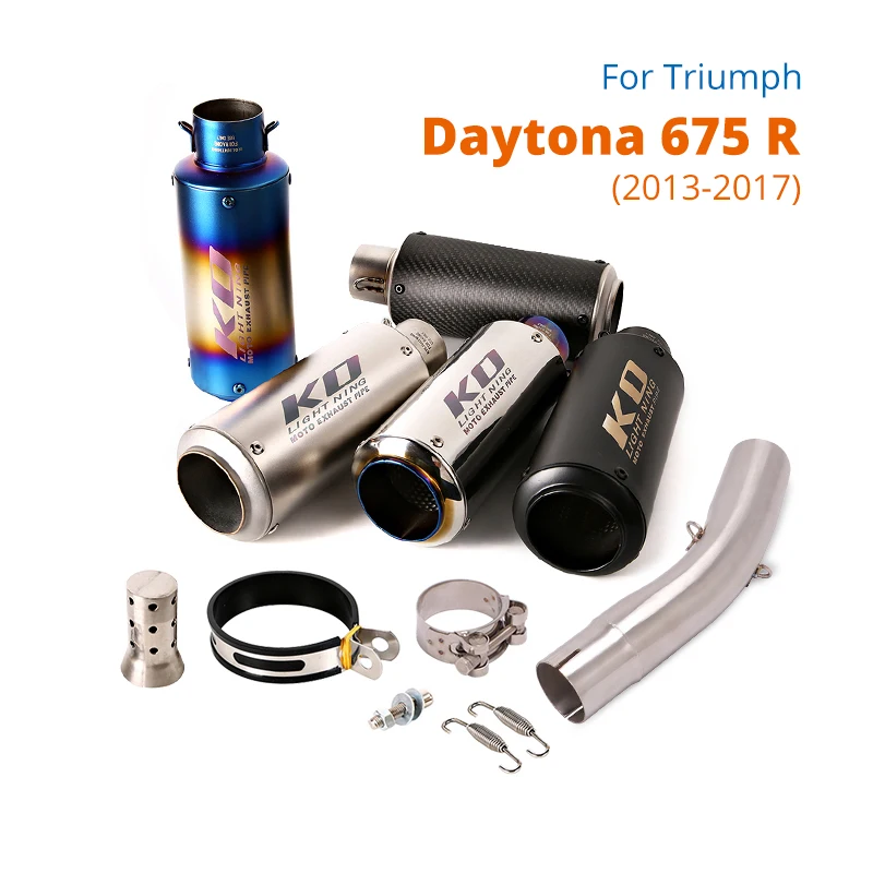 

For Triumph Daytona 675R 2013-2017 Mid Pipe Link Tube Motorcycle Exhaust Stainless Steel/Real Carbon Fiber Slip On Muffler