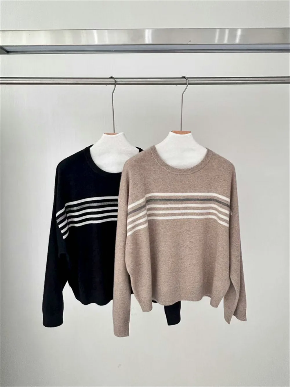 

25, осенне-зимний новый женский пуловер с круглым вырезом и цепочкой, свободный кашемировый свитер с длинными рукавами