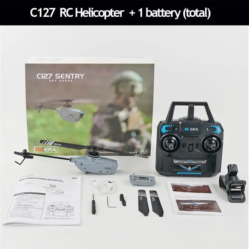 Top C127 RC Helicopter 720P Wifi Camera Drone Optical Flow Localization Wide Angle Single Paddle Without Ailerons