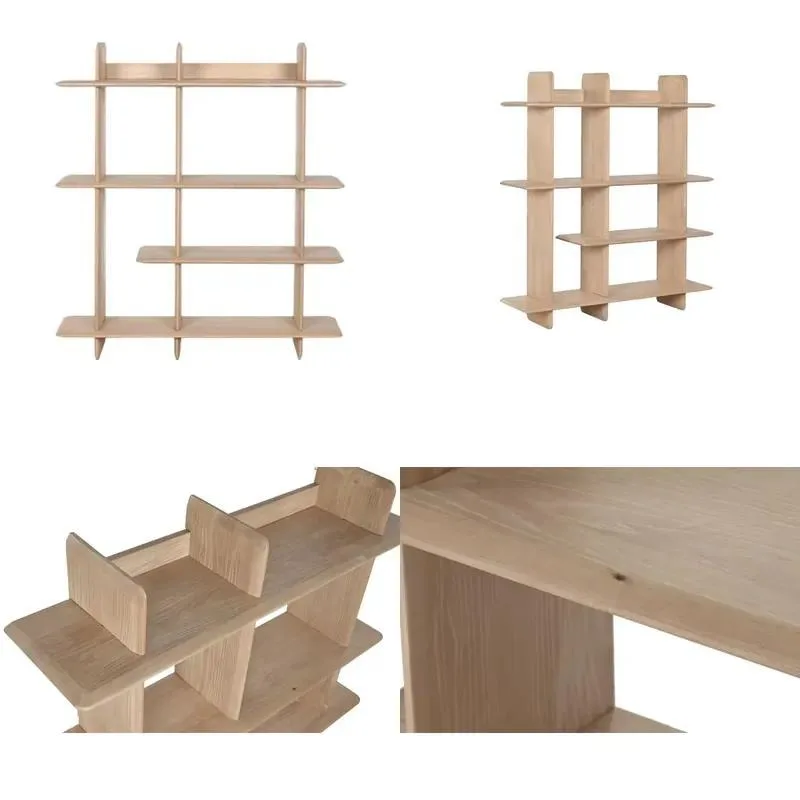 Solid Wood Contemporary Book Magazine Shelf Easy Assembly Disassembly 4 Tier Living Room Storage Rack Apartment Furniture