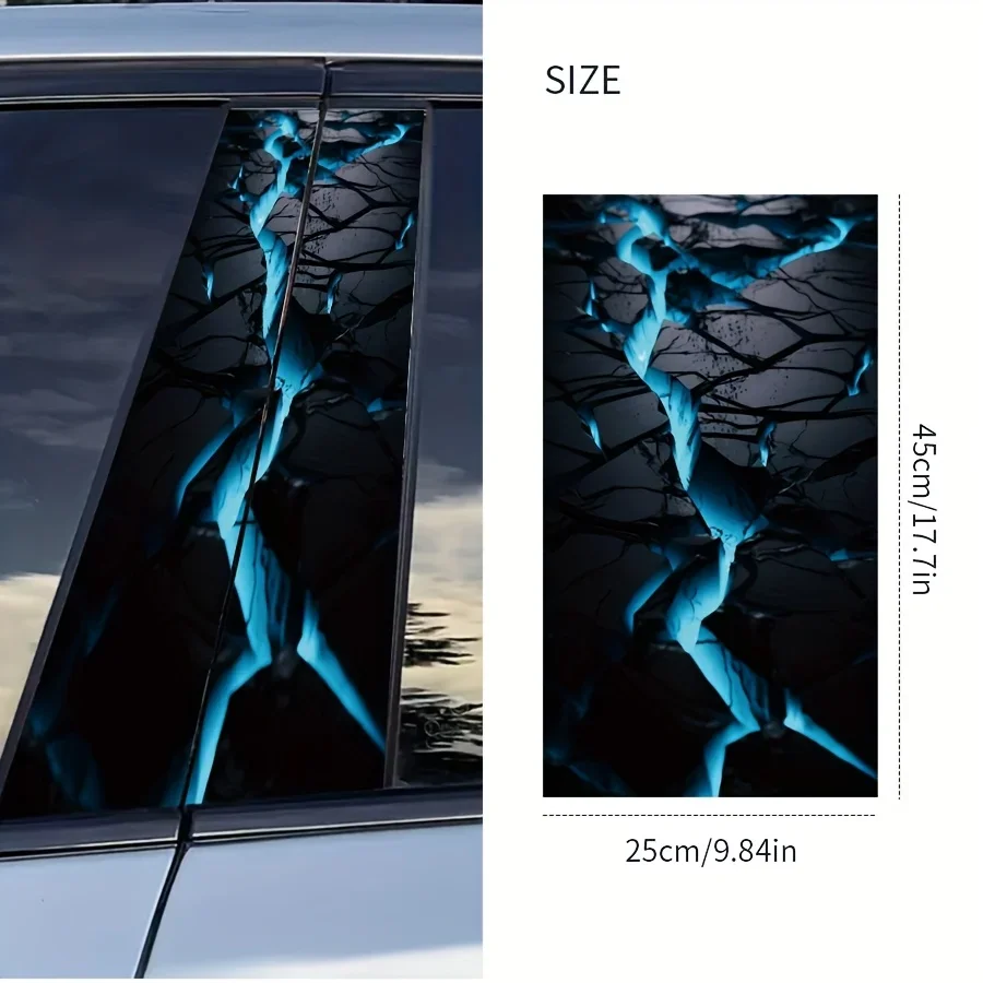 2 fluorescent marine car stickers - self-adhesive, scratch-resistant, durable, suitable for B-pillars and doors,