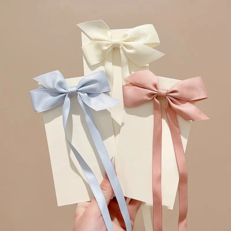 Lystrfac 2 Teile/satz Frauen Samt Haarnadel Bogen Lange Band Haar Clip Mode Vintage Barrettes Entenschnabel Clip Haar Zubehör