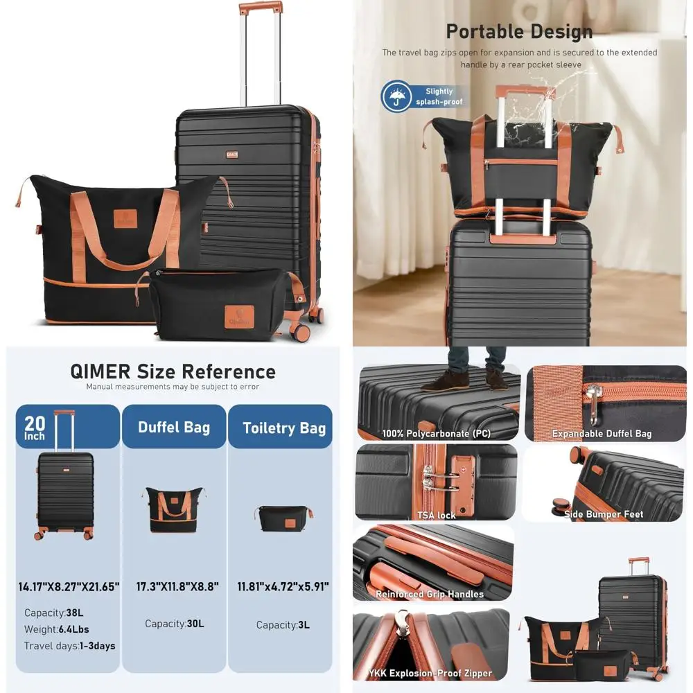 

Набор ручной клади 22x14x9, одобренный авиакомпанией, 100% твердый корпус из ПК, легкий, замки TSA, тихие вращающиеся колеса, прочная молния,