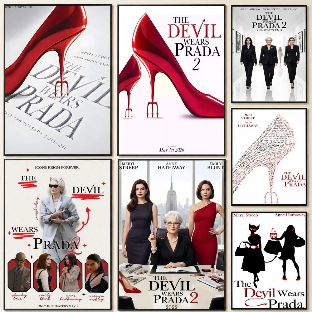 movie The D-Devil W-Wears P-Prada Poster HD Self Adhesive Wall Poster Waterproof Removable No Fade for Bedroom Living Room Decor