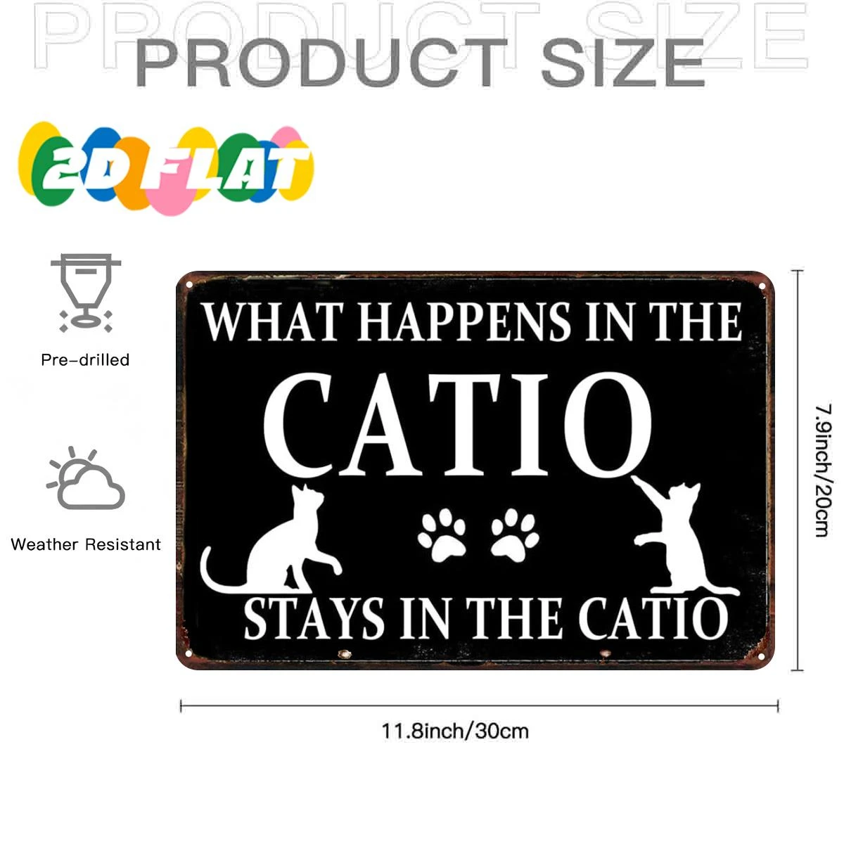 CIFBUY What Happens In Cattery Stays Secret 2D Flat Aluminum Wall Art Waterproof Durable Decor For Home Garage Bar Restaurant Ro