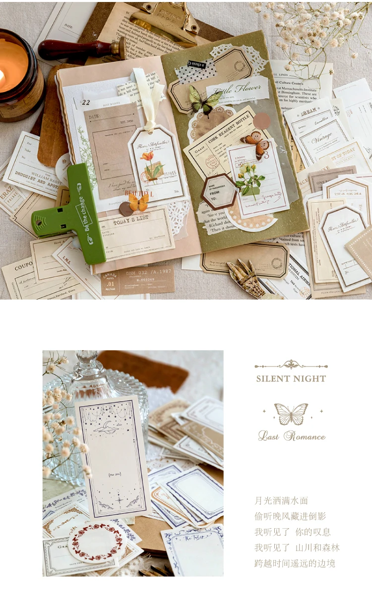 100 Teile/paket Vintage Notizen Material Beschreibbares Papier Perfekt für Journal DIY Scrapbooking Liefert Schreibwaren – Detail 10