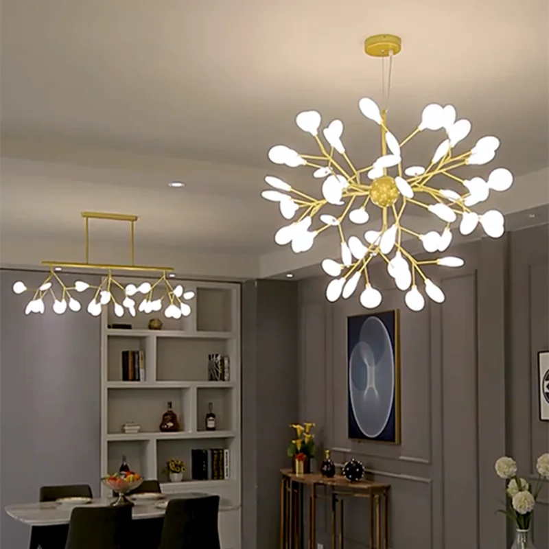 Modern Firefly LED Chandelier For Living Room Bedroom Kitchen Pendant Lamp Decorative Gold Firefly Design Ceiling Hanging Lights