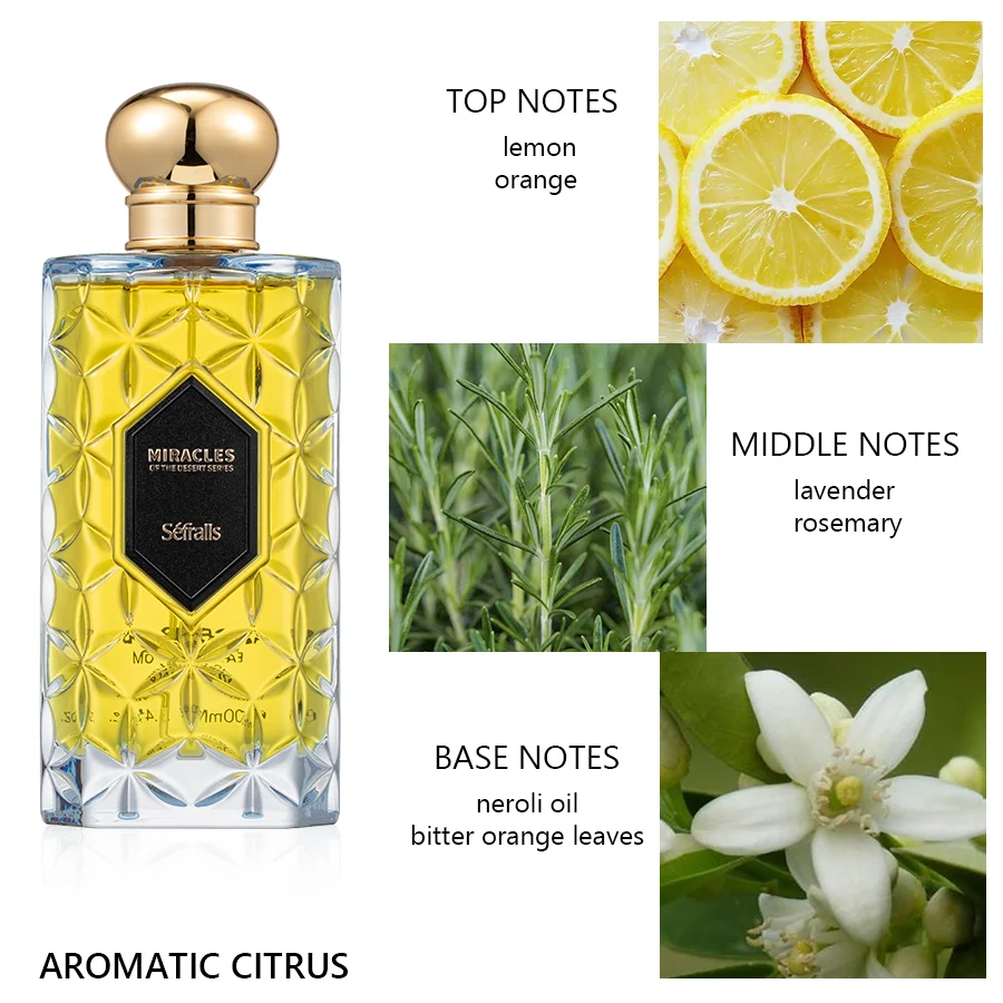 Séfralls Keulen Geur Azure Miracle Parfum 100ml Langdurige Citroen Oranje Lavendel Rozemarijn Romantische Luxe Parfums Cadeau