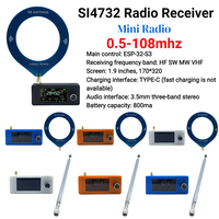 SI4732 0.5-108mhz Pocket Mini Radio LSB USB AM FM Radio 1.9inch IPS Screen All Band Radio Receiver HF SW MW VHF Radio & Antenna