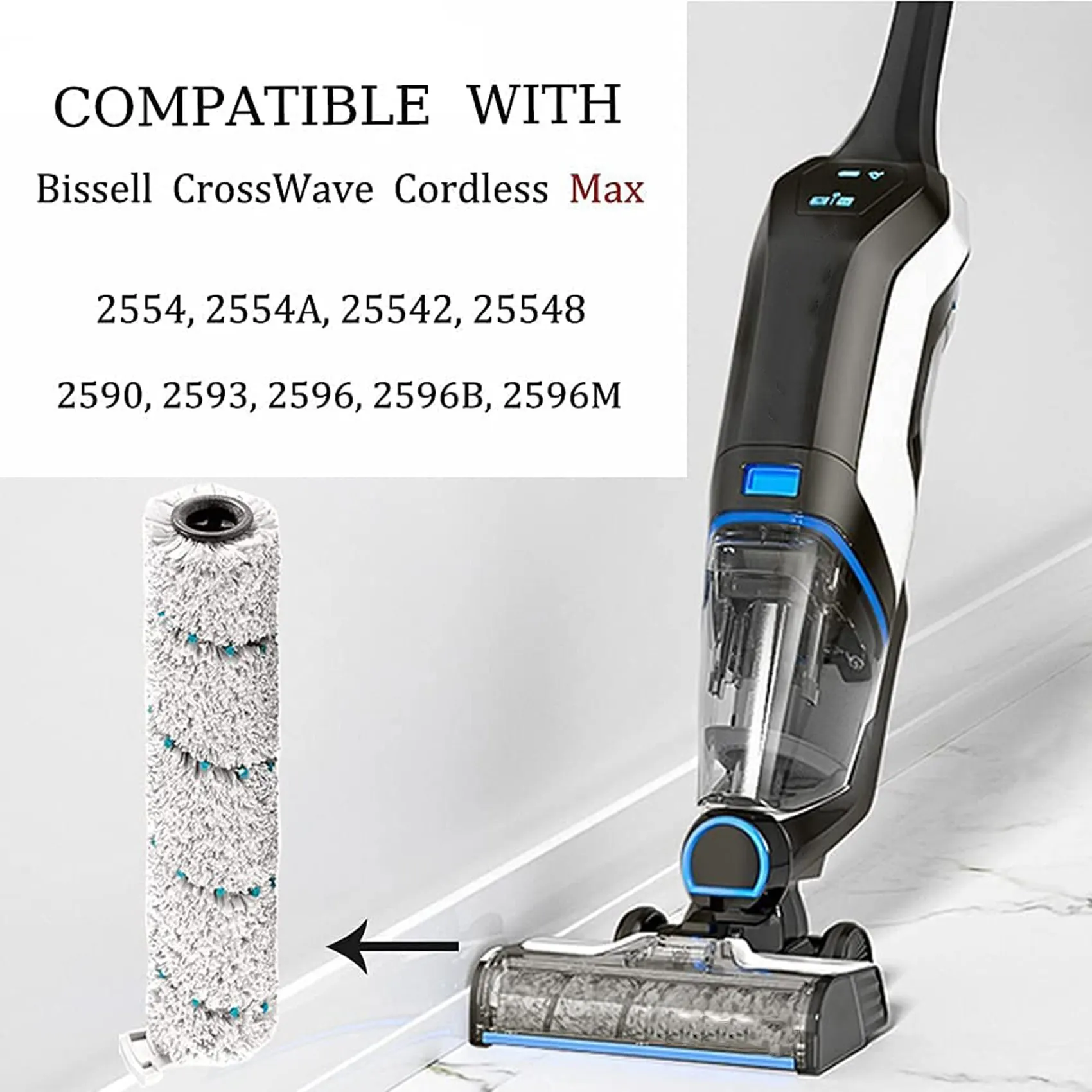 A68P-For Bissell Crosswave Cordless Max 2554 2590 2593 Series Vacuum,Multi-Surface 2787 Brush Rolls And 1866 Vacuum Filters