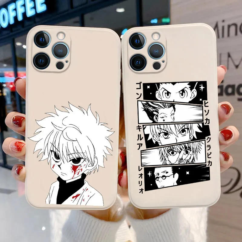 Cute Hunter X Hunter antique white Silicone Phone Case For iPhone14 13 12 11 Pro XR XS  MAX 7 8 6Plus HXH Anime Soft Cover Fund