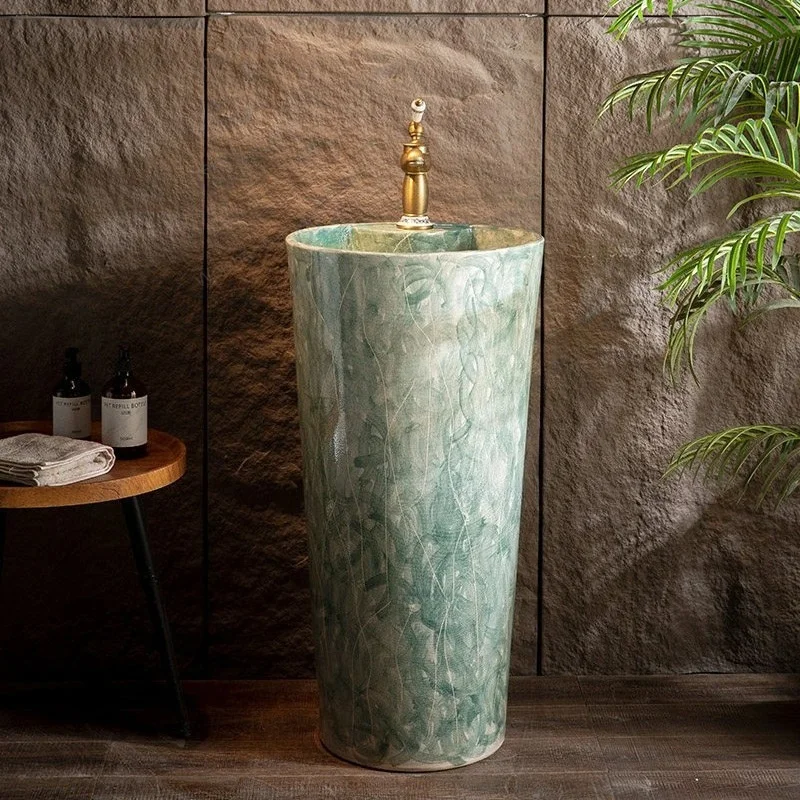 Chinese Ceramic Bathroom Sinks Al Fresco Garden Courtyard Washbasin Residence Balcony Pedestal Vanity Basin Opulent Bathroom