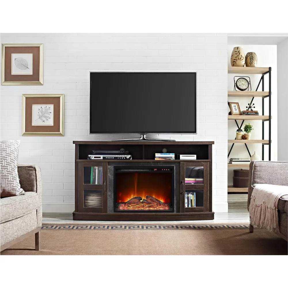 Barrow Creek Fireplace Console with Glass Doors for TVs up to 60