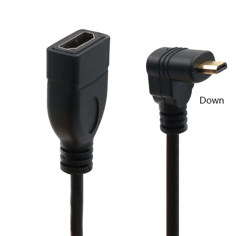 W górę w prawo w lewo kątowe złącze Micro HD męskie do HD Adapter żeński 15cm dla kabla HDTV typu D HDMI