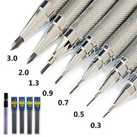 Metal Mechanical Pencil 0.3/0.5/0.7/0.9/1.3/2.0mm Art Drawing Automatic Pencil Replacement HB Leads Refills Home School Supplies